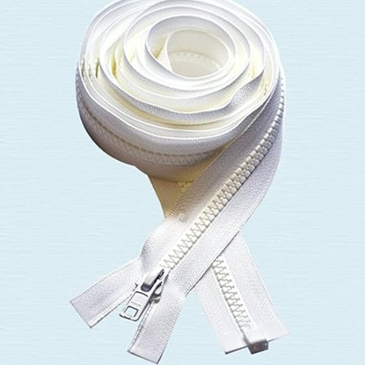 90”–160” Zipper ~ Long Arm Quilting Machine Zipper ~ YKK #5 Molded Plastic ~ Separating Color Black or White (1 Zipper/Pack) (128 inch, White)